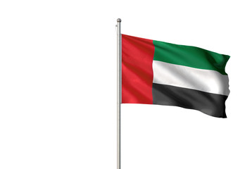 Fototapeta na wymiar United Arab Emirates flag waving isolated white background 3D illustration