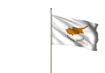 Cyprus flag waving isolated white background 3D illustration