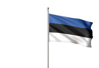 Estonia flag waving isolated white background 3D illustration