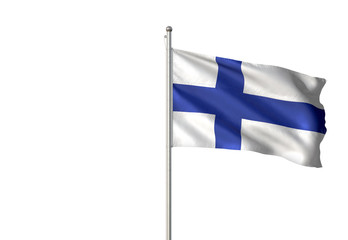 Finland flag waving isolated white background 3D illustration