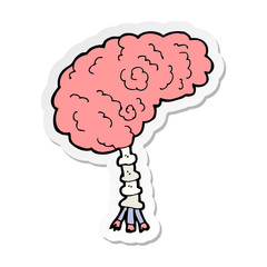 sticker of a cartoon brain