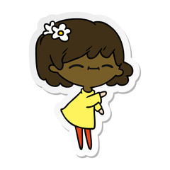 sticker cartoon of cute kawaii girl