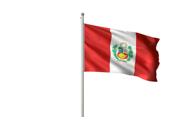 Fototapeta na wymiar Peru flag waving isolated white background 3D illustration
