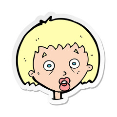 sticker of a cartoon shocked woman