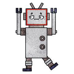retro grunge texture cartoon robot