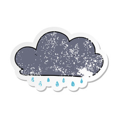 distressed sticker of a cartoon rain cloud