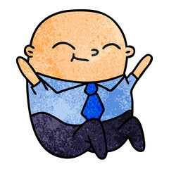 textured cartoon of kawaii bald man