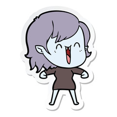 sticker of a cute cartoon happy vampire girl