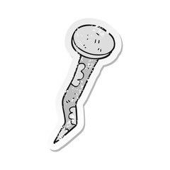 retro distressed sticker of a cartoon old bent nail