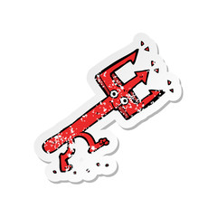 retro distressed sticker of a cartoon devil fork