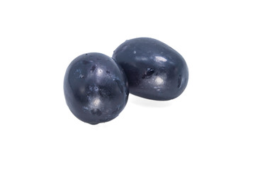 Black grapes with white background