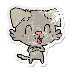 Fototapeta premium distressed sticker of a laughing cartoon dog