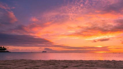Gorgeous Sunset from Ala Moana Beach in Honolulu, Oahu, Hawaii