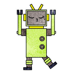 retro grunge texture cartoon robot
