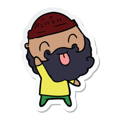 sticker of a man with beard sticking out tongue