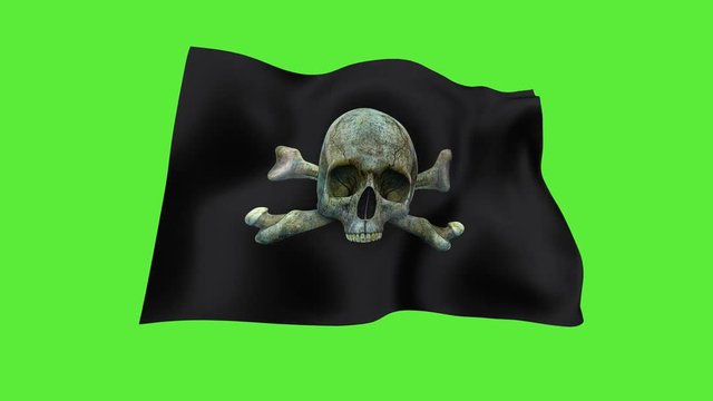 Jolly Roger Pirate with green chroma key background