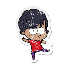 distressed sticker of a cartoon woman