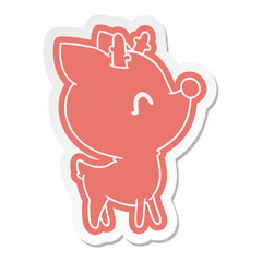 cartoon sticker of  kawaii cute deer