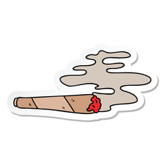 sticker of a quirky hand drawn cartoon lit joint