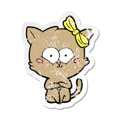 distressed sticker of a cartoon cat