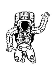 clipart winkender astronaut weltall kosmonaut raumfahrer raumschiff rakete science fiction weltraumfahrer forscher fliegen schweben schwerelos raumanzug zukunft comic cartoon design