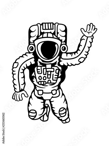 clipart winkender astronaut weltall kosmonaut raumfahrer raumschiff rakete science fiction weltraumfahrer forscher fliegen schweben schwerelos raumanzug zukunft comic cartoon design