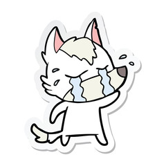 sticker of a cartoon crying wolf