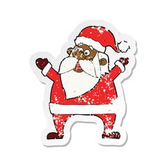 Obraz premium retro distressed sticker of a jolly santa cartoon