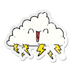 distressed sticker of a cartoon thundercloud