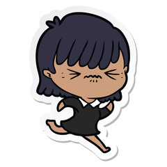 sticker of a annoyed cartoon girl