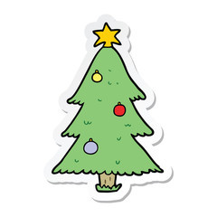 sticker of a cartoon christmas tree