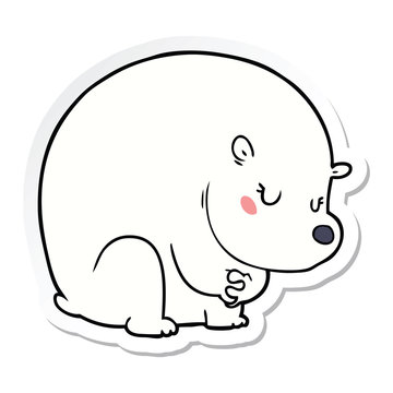 sticker of a cute cartoon polar bear