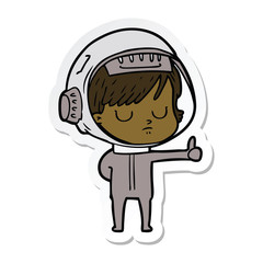 Obraz premium sticker of a cartoon astronaut woman