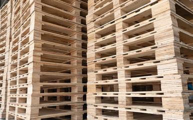 stack of wooden pallets for industrial and logistics.