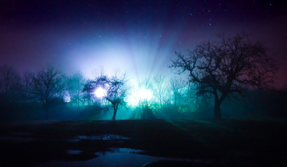 Fototapeta na wymiar foggy purple night sky