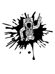 astronaut spritzer klecks farbe tropfen graffiti winkender weltall kosmonaut raumfahrer raumschiff rakete science fiction weltraumfahrer forscher fliegen schweben schwerelos raumanzug zukunft