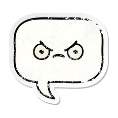 distressed sticker of a cute cartoon speech bubble