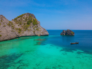 25 February 2019-Myanmar::Aerial view of Horse shoe island