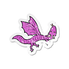 retro distressed sticker of a cartoon little dragon