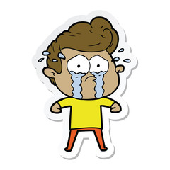 Obraz premium sticker of a cartoon crying man