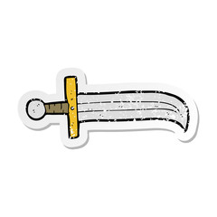 retro distressed sticker of a cartoon sword