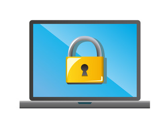 フラットデザインのパソコンのイラストとインターネットイメージ