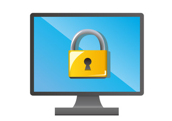 フラットデザインのパソコンのイラストとインターネットイメージ