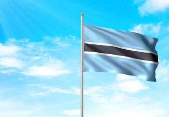 Botswana flag waving sky background 3D illustration