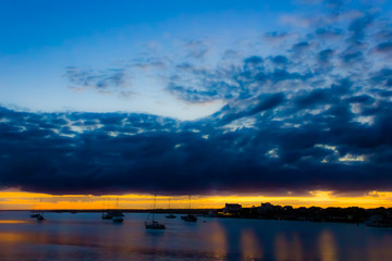 Fototapeta na wymiar Banks Channel sunset with sailboats
