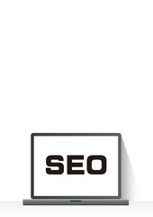 フラットデザインのパソコンのイラストとインターネットイメージ