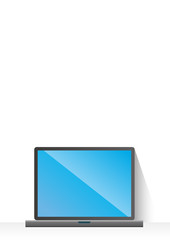 フラットデザインのパソコンのイラストとインターネットイメージ