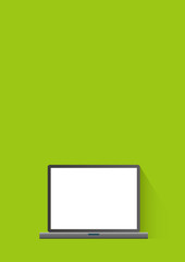 フラットデザインのパソコンのイラストとインターネットイメージ