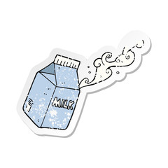 retro distressed sticker of a cartoon milk carton