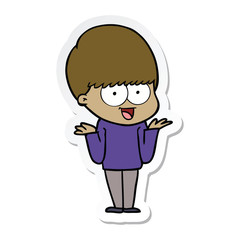 sticker of a happy cartoon boy